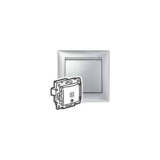 VALENA Кнопка 12В с подсветкой с символом Звонок алюминий