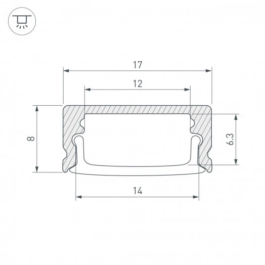 Профиль LINE-1708-2000 ANOD BLACK (Arlight, Алюминий)