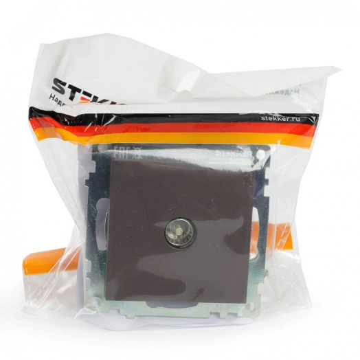 Розетка телевизионная одноместная (механизм), 75 Ом, 5-862МГц, Катрин, шоколад Stekker