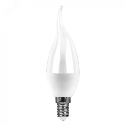 Лампа светодиодная LED 7вт Е14 белый матовая свеча на ветру