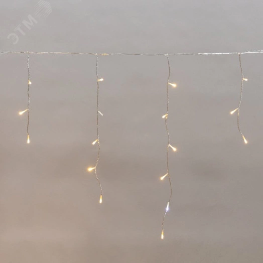 Гирлянда светодиодная Айсикл бахрома 5х0,6м с эффектом мерцания прозрачный провод IP44 230В диоды теплые белые 112LED NEON-NIGHT