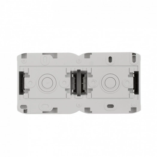 Quteo Блок: Выключатель + розетка с заземлением со шторками наружный серый IP44