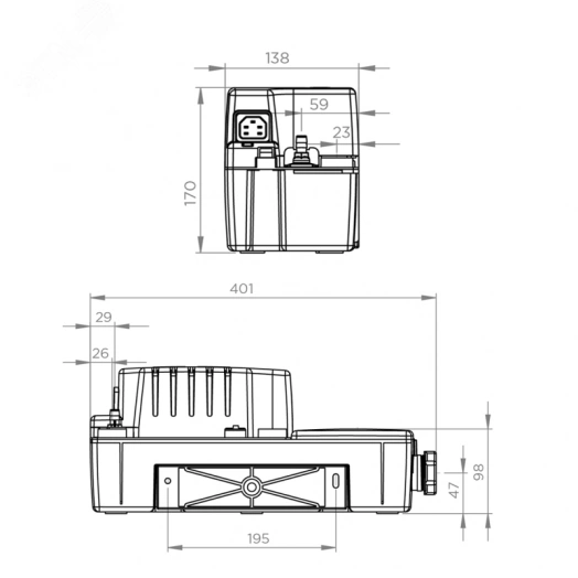 Помпа для откачки и нейтрализации конденсата из систем отопления, кондиционирвания и водонагревателей SANICONDENS BEST FLAT