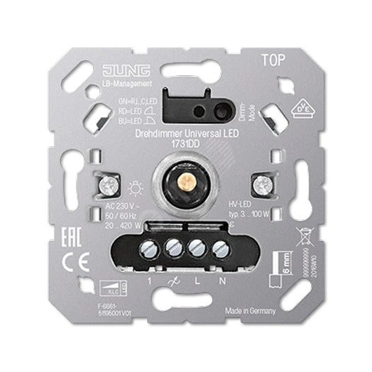 Роторный LED диммер универсальный, с              инкрементальным датчиком, с входом под спутниковыеустройства, универсальные встраиваемые механизмы