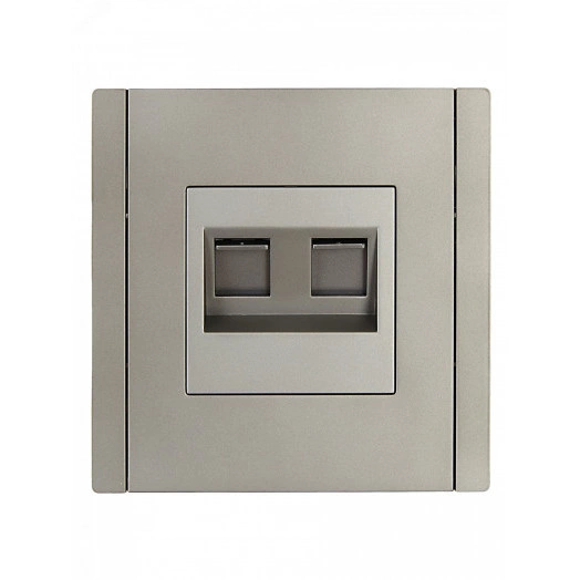 FORTE&PIANO Розетка компьютерная двойная RJ45 кат.5E FP533 сталь IEK
