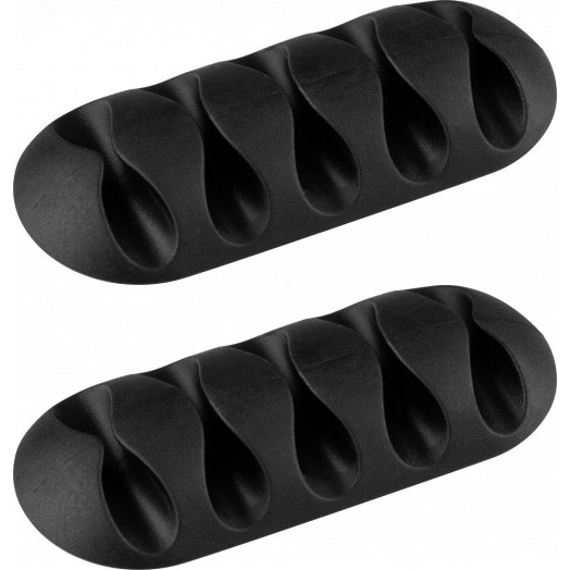 Держатели для 5 проводов на клейкой основе,       цвет-черный, 2 шт