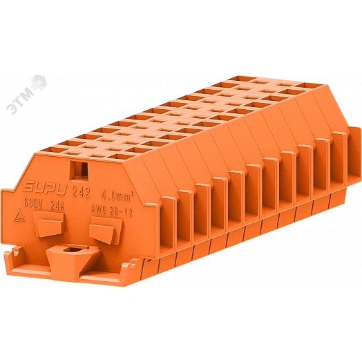 Клемма TB 1-1 с бок. подключ. с фиксирующим фланцем, оранжевая