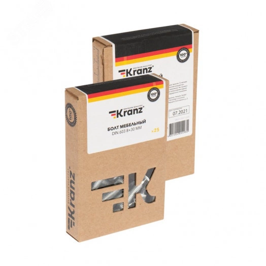 Болт мебельный DIN 603. 8х30 (25 шт/уп)