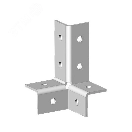 Угловой соединитель 3 профилей 3D, толщ. 4,0 мм, гальван. цинк