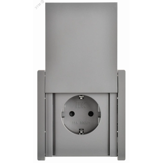 FORTE&PIANO Розетка 1-местная с заземлением с защитными шторками и крышкой винтовое крепление 16А IP44 FP521 сталь IEK