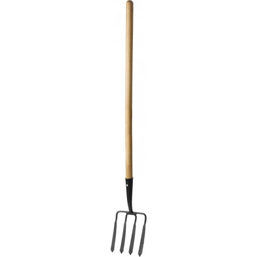 Копальные вилы 180х220х1300 мм кованые, четырёхрогие с деревянным черенком