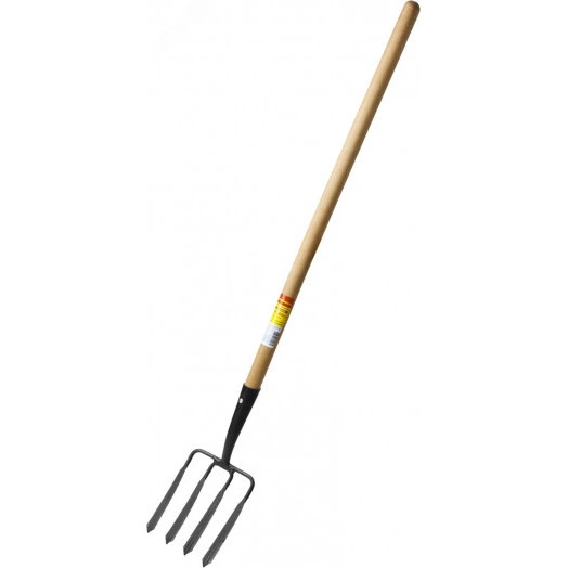 Копальные вилы 180х220х1300 мм кованые, четырёхрогие с деревянным черенком