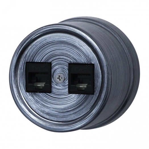 Розетка Лизетта RJ45 информационная двойная, пластик, Серебряный Век