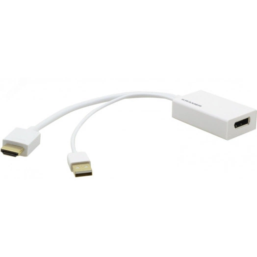 Переходник HDMI M на DisplayPort F, 4К, 0.15 м., белый