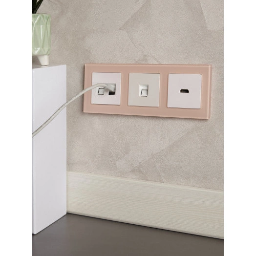 BRITE Рамка 3 поста РУ-3-2-БрП стекло персиковый матовый IEK