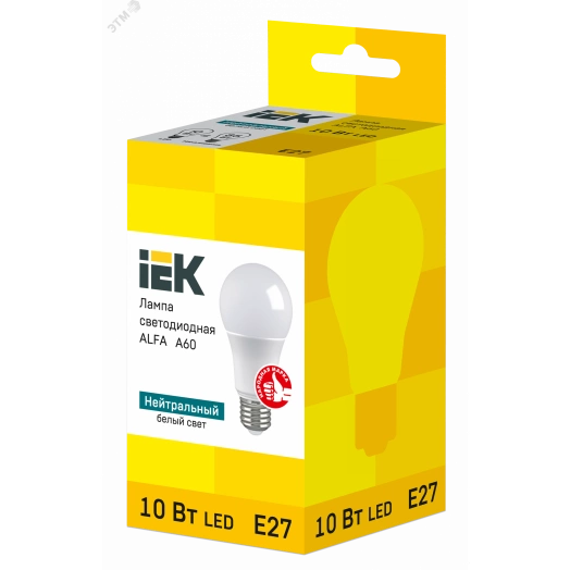 Лампа светодиодная ALFA A60 груша 10Вт 230В 4000К E27 IEK
