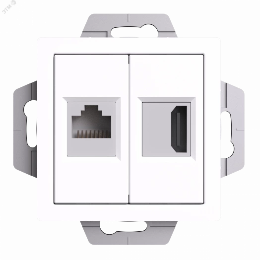 ATLASDESIGN РОЗЕТКА двойная HDMI+RJ45, кат.5Е, механизм, БЕЛЫЙ