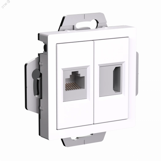 ATLASDESIGN РОЗЕТКА двойная HDMI+RJ45, кат.5Е, механизм, БЕЛЫЙ