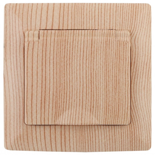 Розетка 2P+E Schuko с крышкой, 16А-250В, СУ, Solo, сосна, 4-203-11