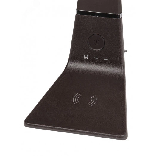 Светильник настольный 12W Сенсорный выключатель Диммер Беспроводное зарядное устройствоTLD-565 Brown/LED/360Lm/3000-6000K/Dimmer/WR  Коричневый