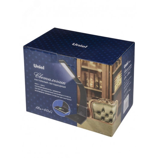 Светильник настольный 12W Сенсорный выключатель Диммер Беспроводное зарядное устройствоTLD-565 Brown/LED/360Lm/3000-6000K/Dimmer/WR  Коричневый