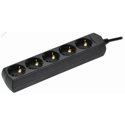 Удлинитель У05 5 мест с заземлением 5м 3х1мм2 10А 250В черный GENERICA