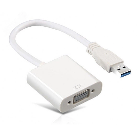 Конвертер-переходник USB 3.0 AM на VGA 15F, белый