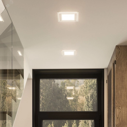 Светильник светодиодный ДВО 18 Вт 4000К 1480 лм 220-240В IP20 200х200х36мм монт разм 150х150мм Алюминий с декоративным стеклом Glass Gauss