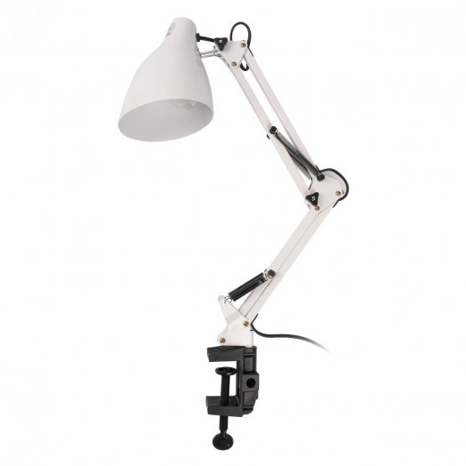 Светильник настольный TBL-02 Е27 на струбцине утяжеленная подставка белый ФАZА