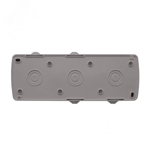 Клио розетканаружная трехместная с прозрачной крышкой  IP54, с/з, о/у, 16А, 220В, серый