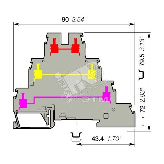 Клемма тройная D4/6T3 4мм.кв