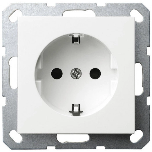 Розетка Schuko с защитными шторками 16A 250V~ 2P+T, цвет белый глянцевый