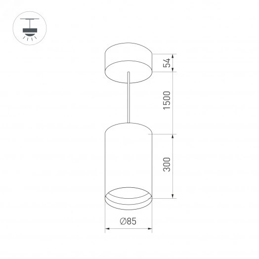 Светильник SP-POLO-HANG-LONG300-R85-15W Warm3000 (WH-BK, 40 deg) (Arlight, IP20 Металл, 3 года)