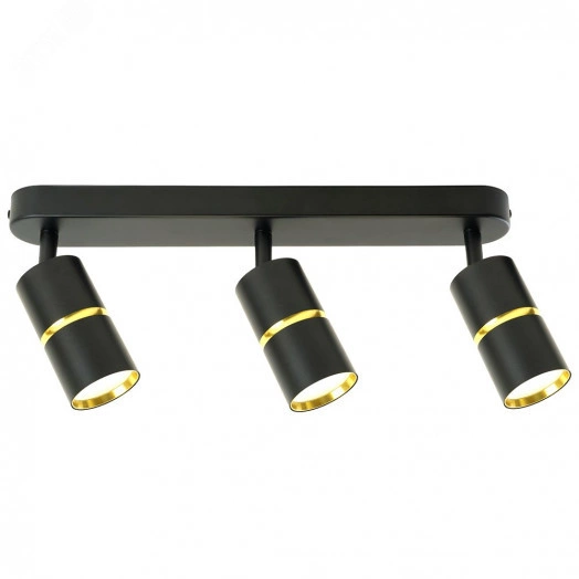 Светильник ДБО 3хGU10 без ламп наклонный черный золото