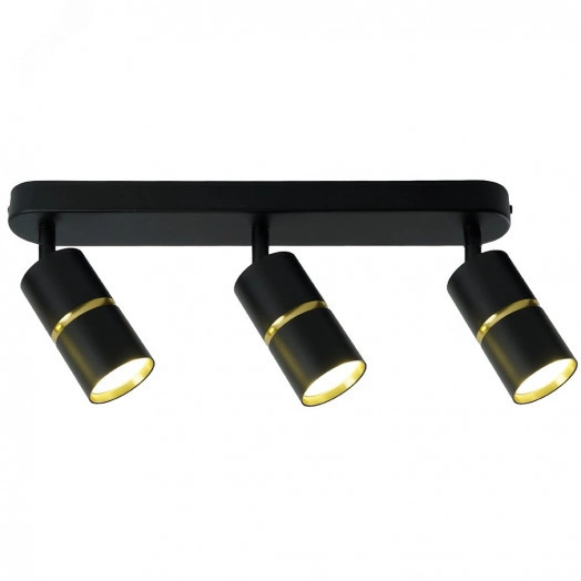 Светильник ДБО 3хGU10 без ламп наклонный черный золото