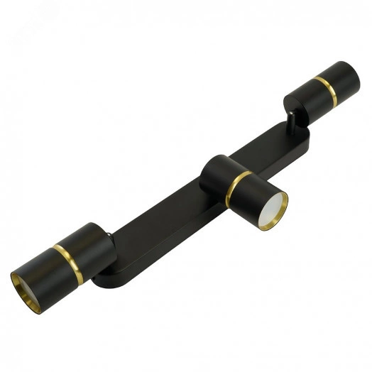 Светильник ДБО 3хGU10 без ламп наклонный черный золото