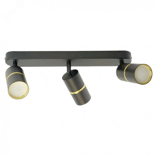 Светильник ДБО 3хGU10 без ламп наклонный черный золото