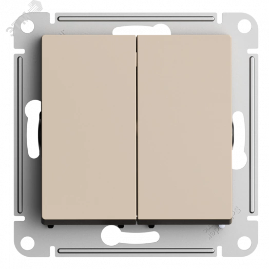 ATLASDESIGN 2-клавишный ВЫКЛЮЧАТЕЛЬ с самовозвратом, сх.2, 10А, механизм, ПЕСОЧНЫЙ