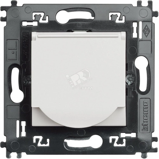 LivingLight Розетка 2К+З с крышкой и суппортом белый