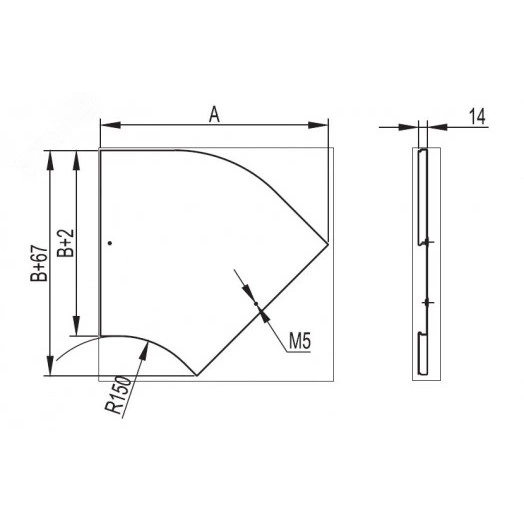 Крышка на угол CPO 45 горизонтальный 45° осн.600 в комплекте с метизами и пластинами PTCE
