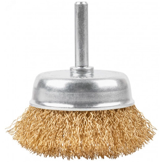 Щетка для дрели, тип ''Чашка'', латунированная витая проволока 0,3 мм, 65 мм, Profi