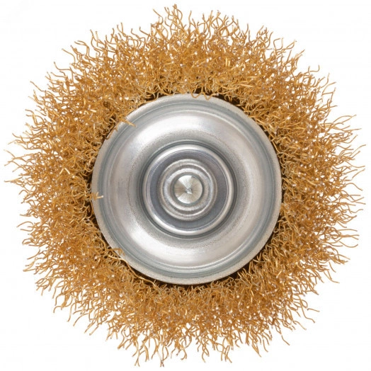 Щетка для дрели, тип ''Чашка'', латунированная витая проволока 0,3 мм, 65 мм, Profi