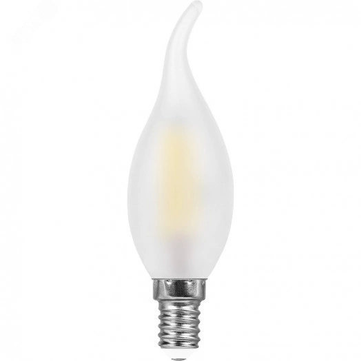 Лампа светодиодная LED 9вт Е14 белый матовая свеча на ветру FILAMENT