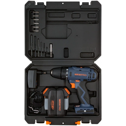 Дрель-шуруповерт аккумуляторная 18 В 0-350/0-1250об/мин 10мм 30Нм 2 батареи (Li-Ion) х1.5Ач 15+1 1ч.