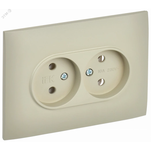 SKANDY Розетка 2-местная без заземления без защитных шторок 10А в сборе SK-R10B бежевый IEK