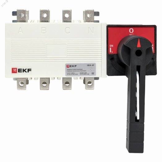 Рубильник-переключатель 100A 4P c рукояткой управления для прямой установки PowerSwitch EKF