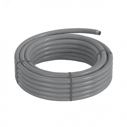 Металлорукав DN 10мм в гладкой SEBS изоляции, Dвн 10,0 мм, Dнар 15,0, 50м, цвет серый