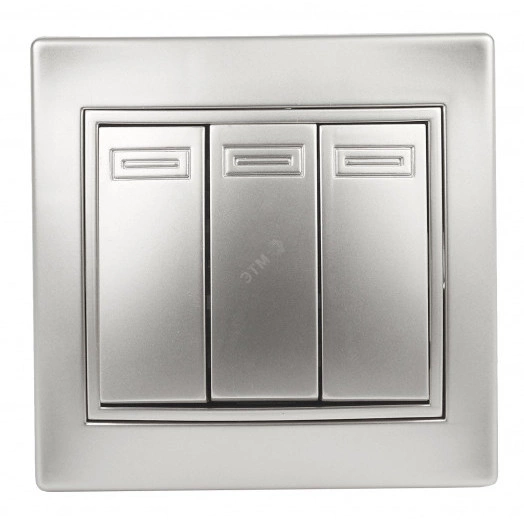 Выключатель тройной, 10А-250В, СУ, Plano, алюминий,1-106-03