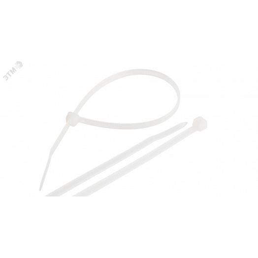 Стяжка нейлоновая неоткрывающаяся, 200х2,5мм, белая, 100шт