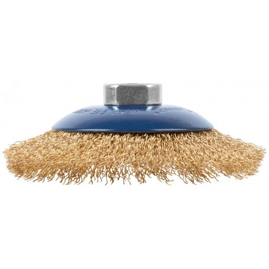 Щетка для УШМ, М14, тип ''Тарелка'', латунированная витая проволока 0,3 мм, 115 мм, Profi